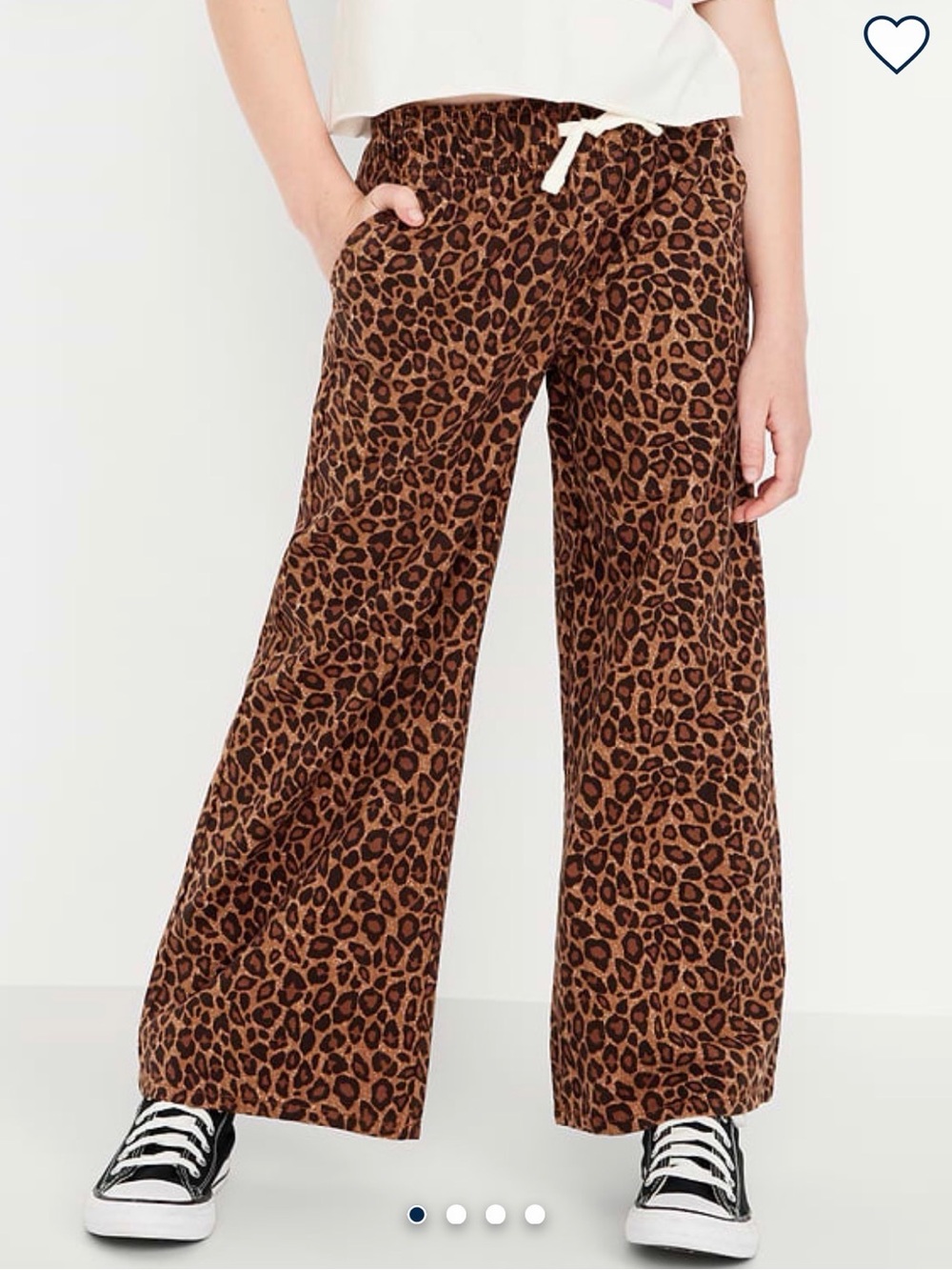 Girls Brown Leopard Print Wide-Leg Pants